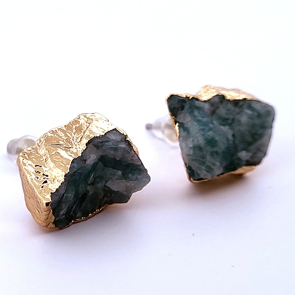 Natural Amazonite Gold Stud Earrings Nazgse20 - image 3